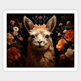 Vintage Retro Cottagecore Art Alpaca Llama Magnet